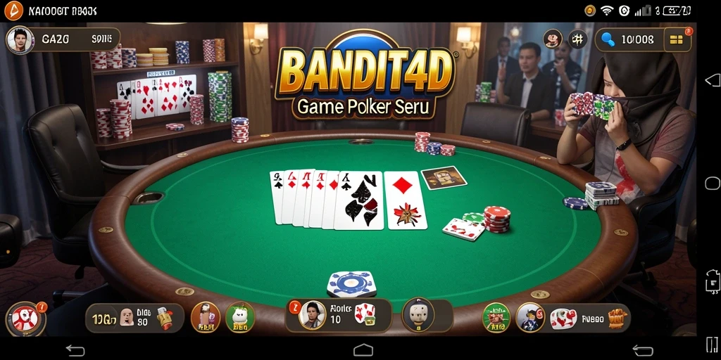 Screenshot menunjukkan gameplay Poker yang mendebarkan di BANDIT4D.