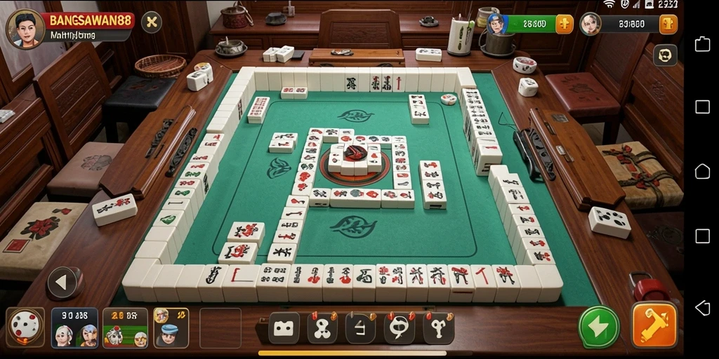 Tampilan gameplay BANGSAWAN88 dengan grafis Mahjong yang memukau.