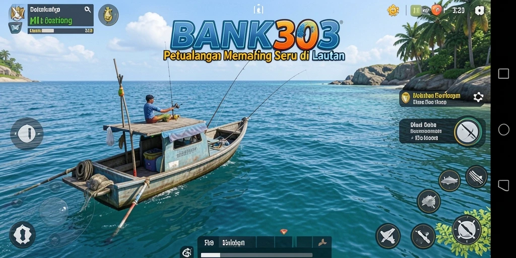 Tampilan gameplay BANK303 yang realistis dan mendebarkan saat memancing.