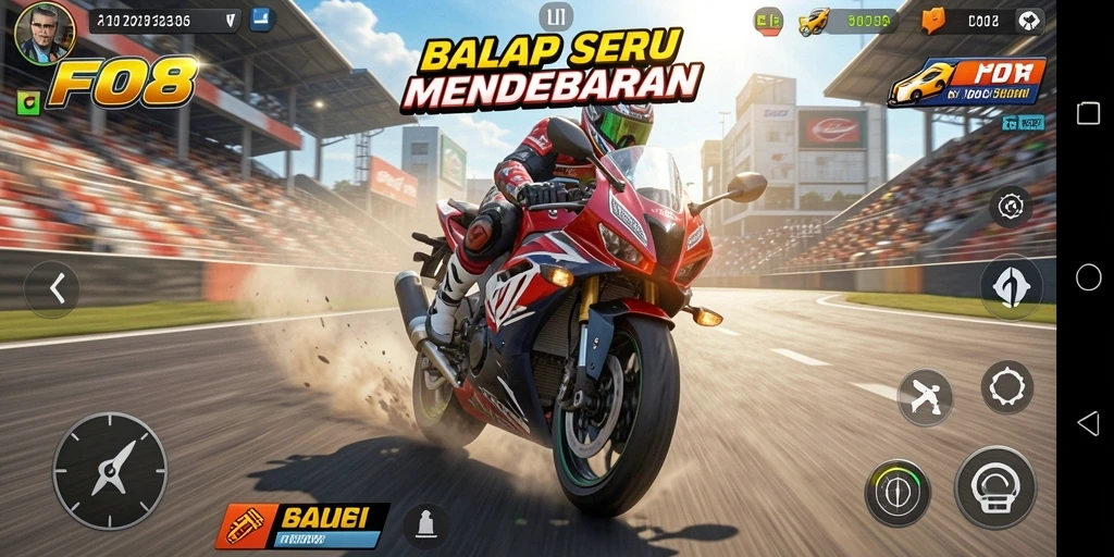 Gameplay mendebarkan dari FO8 dengan motor balap yang seru.