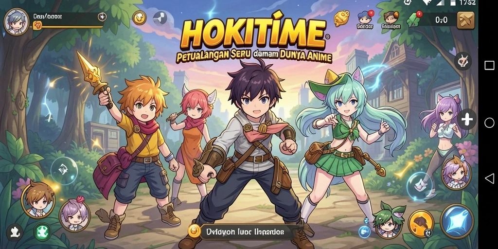Tampilan gameplay HOKITIME yang seru dan penuh aksi karakter anime.