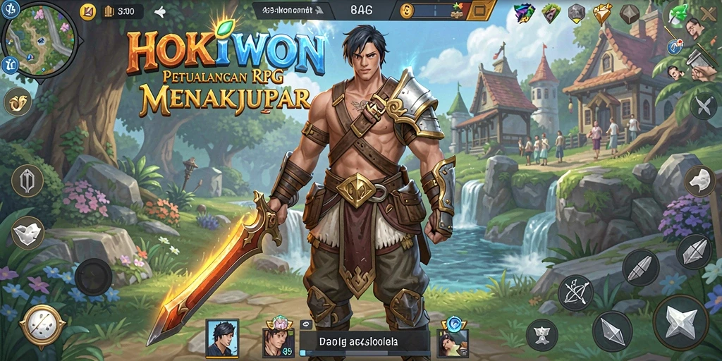 Screenshot HOKIWON menampilkan aksi pertarungan yang mendebarkan dalam dunia RPG.