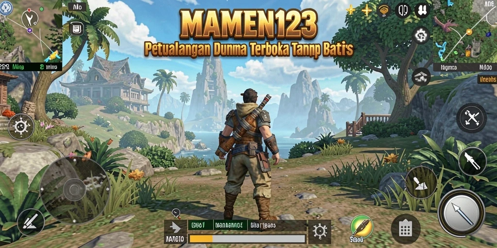 Tampilan utama gameplay MAMEN123 yang memukau dengan dunia terbuka yang luas.