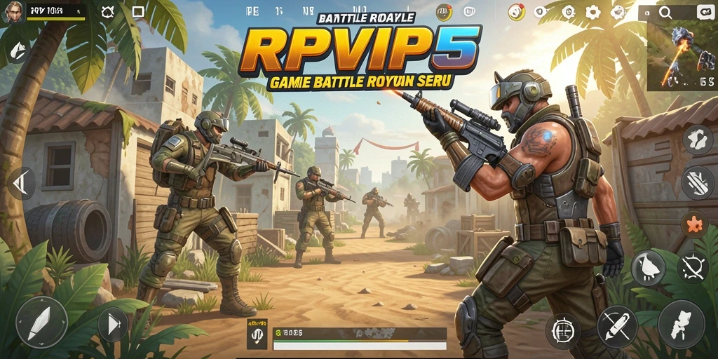 Tampilan gameplay seru di RPVIP5 dengan pertempuran intens Battle Royale.