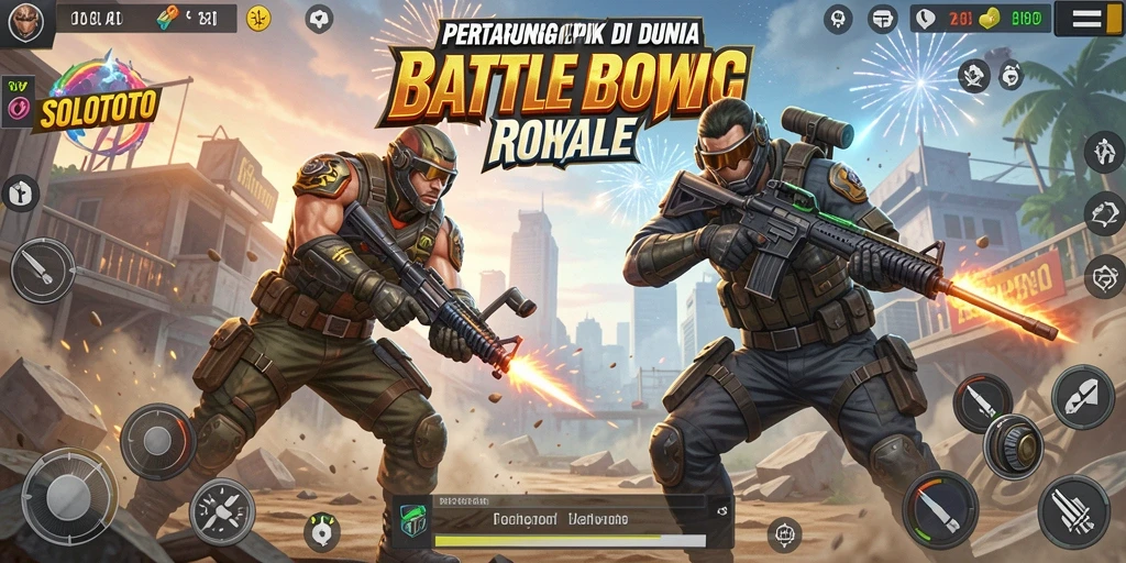 Tampilan gameplay seru dalam pertarungan Battle Royale.