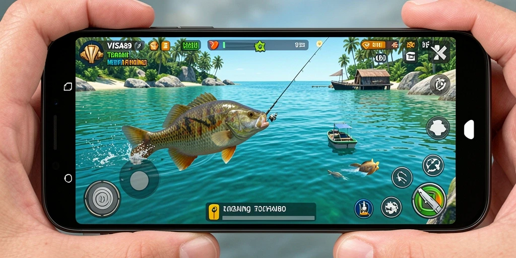 Tampilan gameplay memancing yang mendebarkan di VISA89.