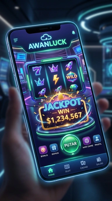 Screenshot tampilan utama aplikasi awanluck.